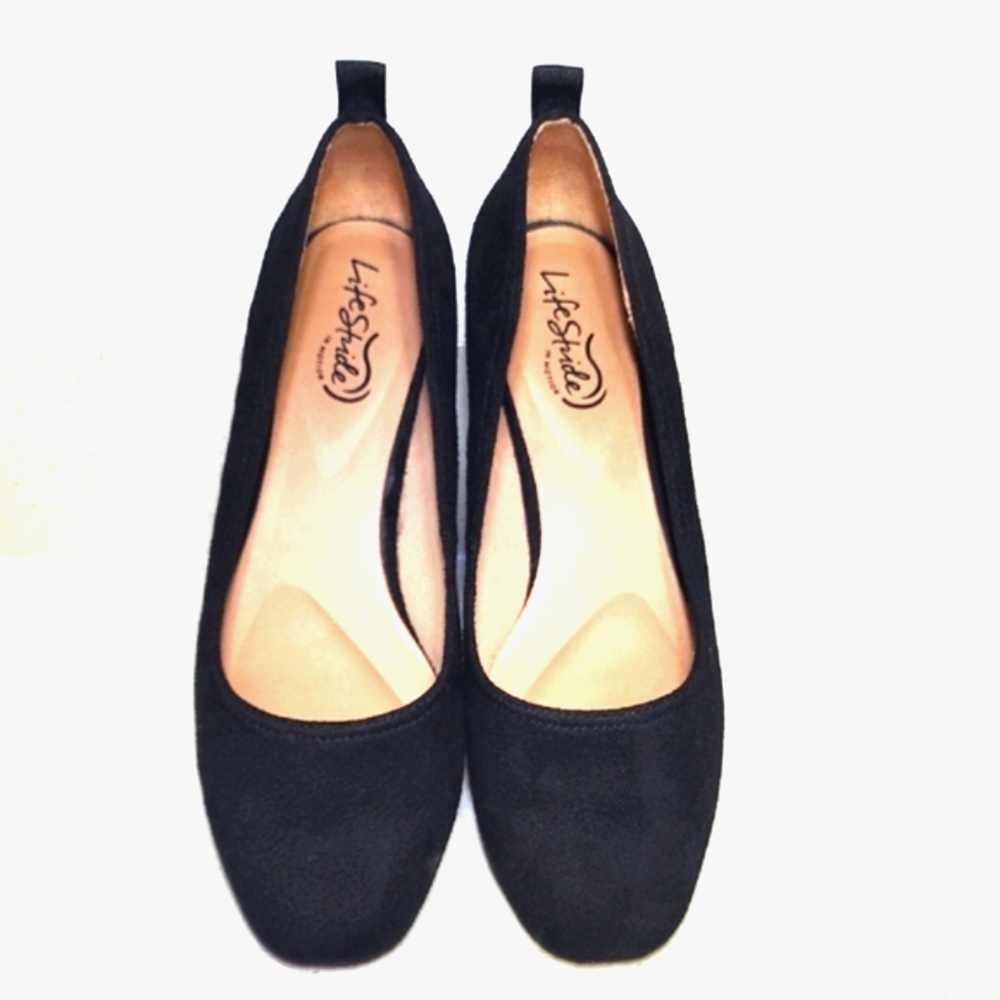 Life Stride Women's Classic Black Loafers, Suede. Size 9